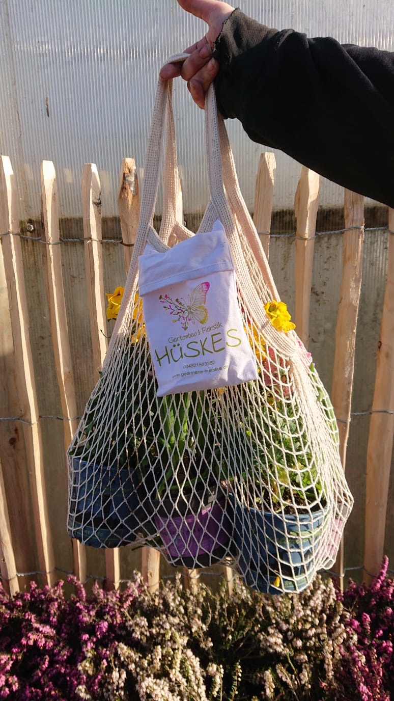 Pflanzen werden im Baumwollnetz getragen